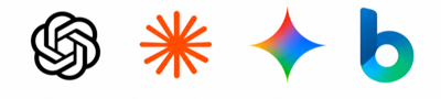 Examples of AI search tools: ChatGPT, Claude, Gemini, and Bing